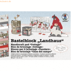 5 x Ludwig Bähr Bastelblock Landhaus Winter 300g/qm 24x34cm VE=16 Blat