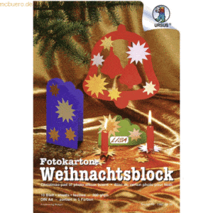 10 x Ludwig Bähr Fotokarton Weihnachtsblock A4 VE=10 Blatt 5 Farben so