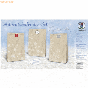 Ludwig Bähr Adventskalender-Set Geschenktüten Natural 12x19x6cm