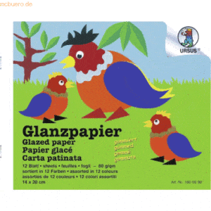 25 x Ludwig Bähr Glanzpapier-Heft gummiert 80g/qm 14x20cm VE=12 Farben