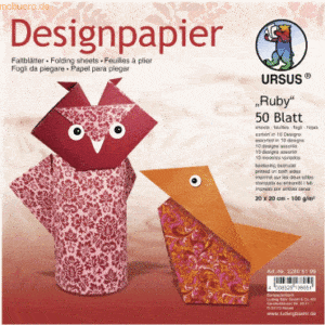 Ludwig Bähr Desinpapier Faltblätter 'Ruby' 100g/qm 20x20cm VE=50 Blatt