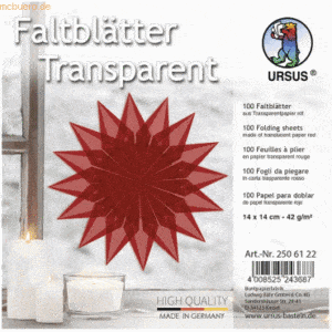 Ludwig Bähr Faltblätter transparent 42g/qm 14x14cm VE=100 Blatt rot