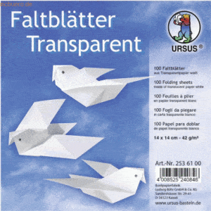 Ludwig Bähr Faltblätter 'Transparentpapier' 14x14cm 42g/qm VE=100 Blat
