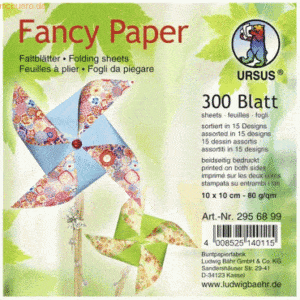 Ludwig Bähr Faltblätter Fancy Paper 80g/qm 10x10cm 15 Designs VE=300 B