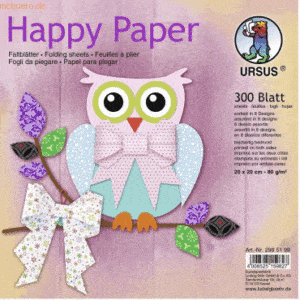 Ludwig Bähr Faltblätter Happy Paper 80g/qm 20x20cm 8 Designs VE=300 Bl