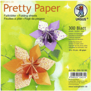 Ludwig Bähr Faltblätter Pretty Paper 80g/qm 15x15cm 9 Designs VE=300 B