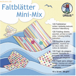 Ludwig Bähr Faltblätter Mini Mix 80g/qm 10x10cm 10 Designs VE=120 Blat