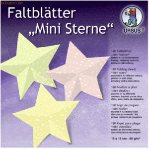 Ludwig Bähr Faltblätter Mini Sterne 80g/qm 15x15cm 12 Farben VE=120 Bl