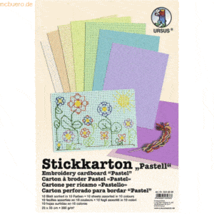 Ludwig Bähr Stickkarton 'Pastell' 23x23cm 300g/qm VE=10 Blatt 10 Farbe