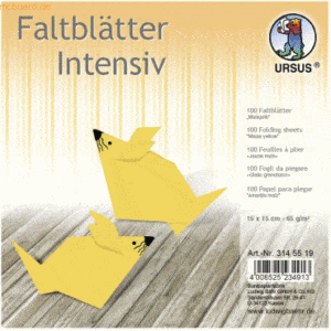Ludwig Bähr Faltblätter Intensiv Uni 15x15cm VE=100 Blatt maisgelb