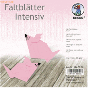 Ludwig Bähr Faltblätter Intensiv Uni 15x15cm VE=100 Blatt rosa