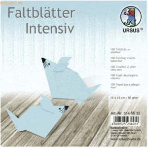 Ludwig Bähr Faltblätter Intensiv Uni 15x15cm VE=100 Blatt azurblau