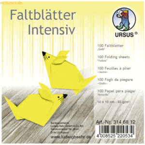 Ludwig Bähr Faltblätter Intensiv Uni 10x10cm VE=100 Blatt gelb