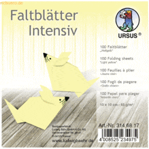 Ludwig Bähr Faltblätter Intensiv Uni 10x10cm VE=100 Blatt hellgelb