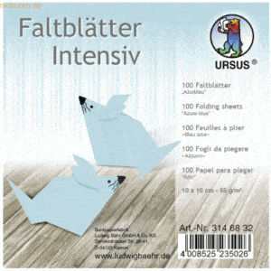 Ludwig Bähr Faltblätter Intensiv Uni 10x10cm VE=100 Blatt azurblau