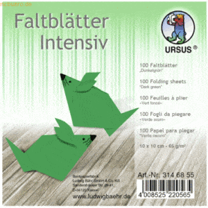 Ludwig Bähr Faltblätter Intensiv Uni 10x10cm VE=100 Blatt dunkelgrün