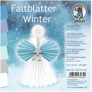 Ludwig Bähr Faltblätter Winter 130g/qm 14x14cm VE=100 Blatt 6 Farben