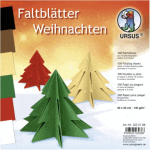 Ludwig Bähr Faltblätter Weihnachten 130g/qm 20x20cm VE=100 Blatt 6 Far