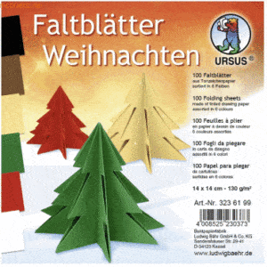 Ludwig Bähr Faltblätter Weihnachten 130g/qm 14x14cm VE=100 Blatt 6 Far