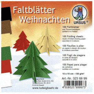 Ludwig Bähr Faltblätter Weihnachten 130g/qm 10x10cm VE=100 Blatt 6 Far