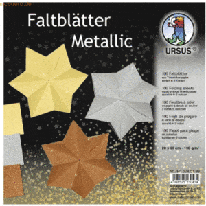 Ludwig Bähr Faltblätter Metallic 130g/qm 20x20cm VE=100 Blatt 3 Farben