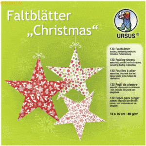 Ludwig Bähr Faltblätter Christmas 80g/qm 15x15cm VE=120 Blatt 10 Motiv
