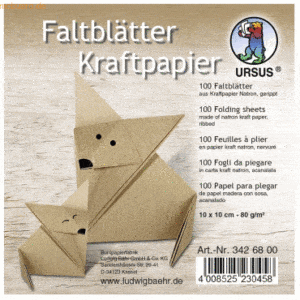 Ludwig Bähr Faltblätter Kraftpapier 80g/qm 10x10cm VE=100 Blatt