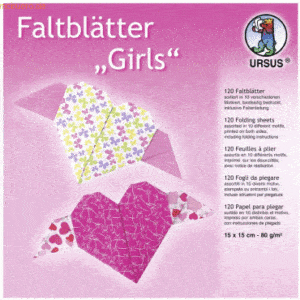Ludwig Bähr Faltblätter Girls 80g/qm 15x15cm 10 Designs VE=120 Blatt