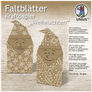 Ludwig Bähr Faltblätter Kraftpapier 80g/qm 15x15cm Weihnachten 10 Moti