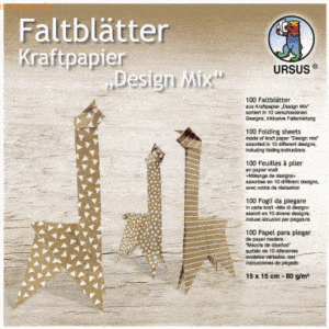 Ludwig Bähr Faltblätter Kraftpapier 80g/qm 15x15cm Design-Mix VE=100 B