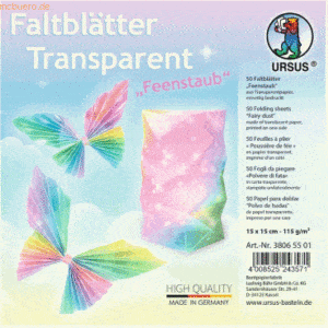 Ludwig Bähr Faltblätter Transparentpapier 115g/qm 15x15cm Feenstaub VE