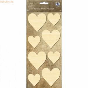 5 x Ludwig Bähr Bambus Sticker natur Herz