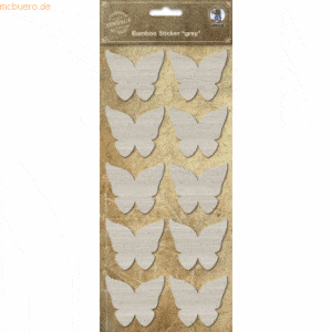 5 x Ludwig Bähr Bambus Sticker grau Schmetterling