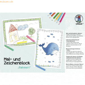 5 x Ludwig Bähr Mal- und Zeichenblock mit Rahmen A5 220g/qm 18 Blatt