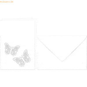 Ludwig Bähr Doppelkarte A6 gelasert + Kuvert VE=5 Sets Schmetterlinge
