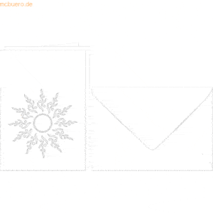 Ludwig Bähr Doppelkarte A6 gelasert + Kuvert VE=5 Sets Sonne weiß
