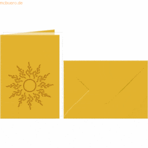 Ludwig Bähr Doppelkarte A6 gelasert + Kuvert VE=5 Sets Sonne sonnengel