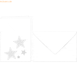 Ludwig Bähr Doppelkarte A6 gelasert + Kuvert VE=5 Sets Sterne weiß