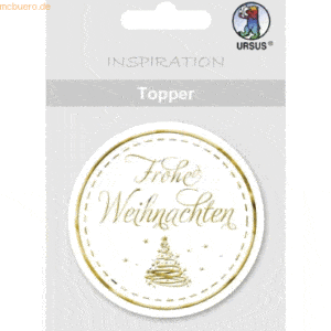 5 x Ludwig Bähr Topper weiß/gold Motiv 12 Frohe Weihnachten