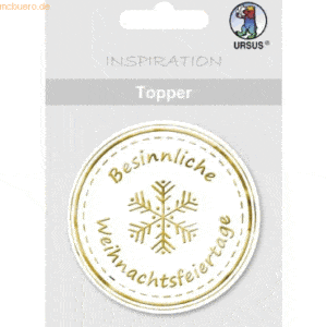 5 x Ludwig Bähr Topper weiß/gold Motiv 13 Besinnliche Weihnachten