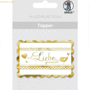 5 x Ludwig Bähr Topper weiß/gold Motiv 30 Mit Liebe gemacht