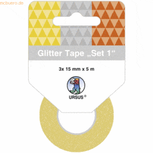 5 x Ludwig Bähr Glitter Tape 15mmx5m VE=3 Rollen Set 01