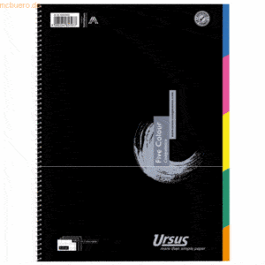 Ursus Kollegblock Competenz Five Colour A4 70g/qm 5x20 Blatt kariert m