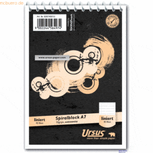 Ursus Spiral-Notizblock A7 70g/qm 40 Blatt liniert