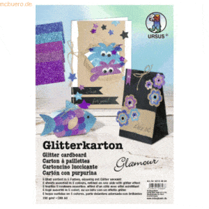 Ludwig Bähr Glitterkarton 330g/qm A4 VE=5 Blatt sortiert Glamour