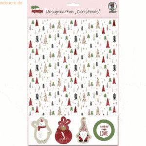 Ludwig Bähr Designkarton Christmas 200g/qm A4 VE=5 Blatt + 20 Sticker