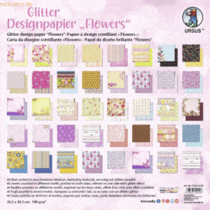 Ludwig Bähr Designpapier Glitter Flowers 190g/qm 30