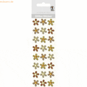5 x Ludwig Bähr Glitter Sticker Blüten VE=24 Stück gelb