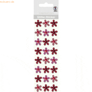5 x Ludwig Bähr Glitter Sticker Blüten VE=24 Stück rot