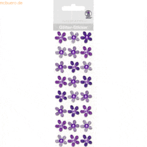 5 x Ludwig Bähr Glitter Sticker Blüten VE=24 Stück violett